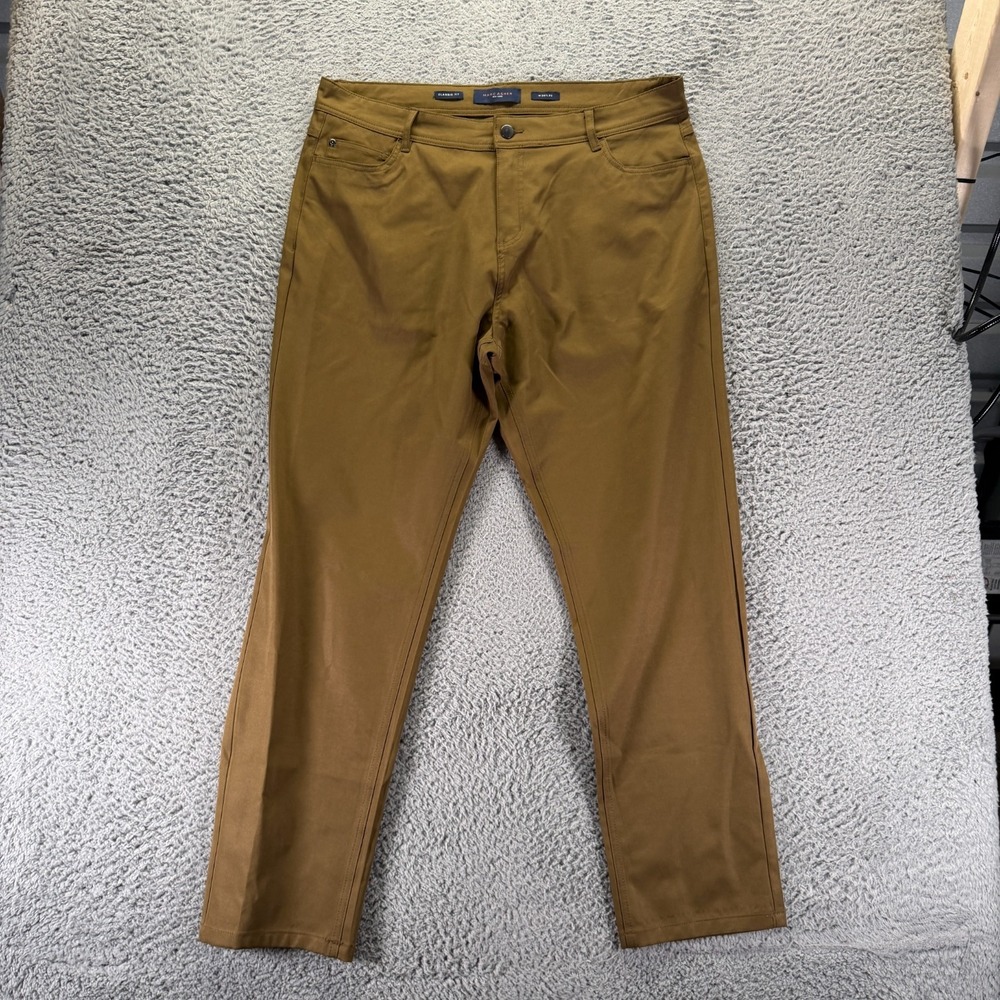 Marc Asher Pant Mens 38x32 Brown Polyester Golf Classic Fit Performance Sports